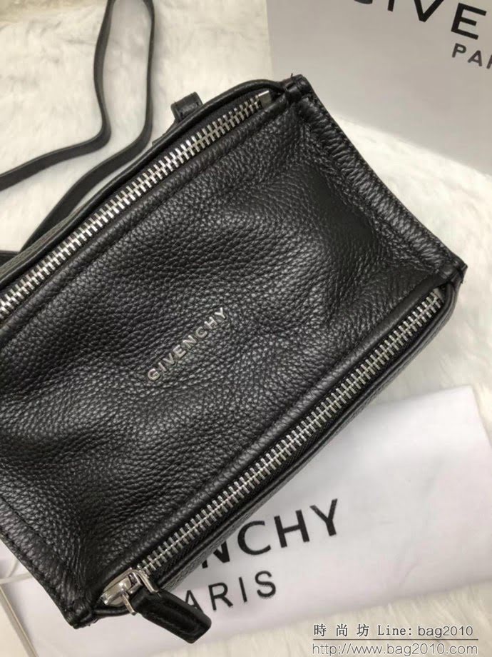GlVENCHY紀梵希 潘多拉 黑色綿羊皮 銀色五金 100%純棉布 黑色 可手提 肩背  tsg1077